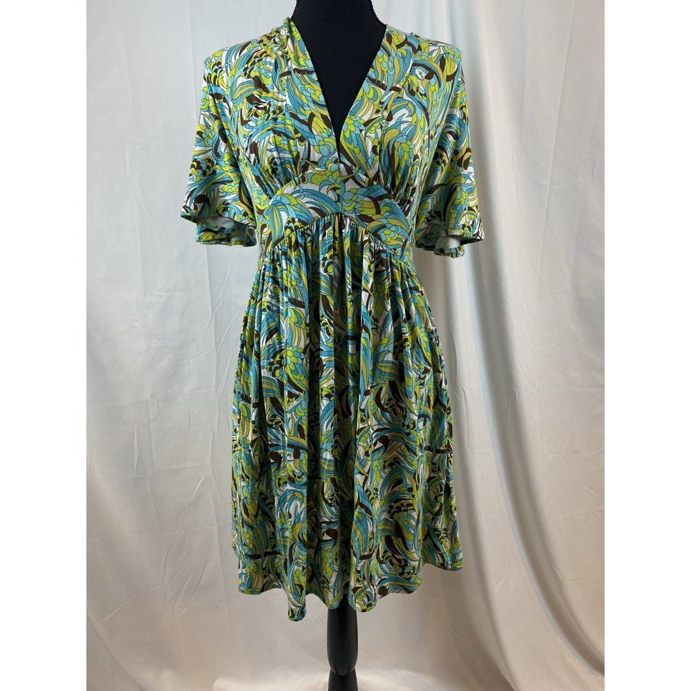 Milly Of New York Women's Size Small Jersey Knit‎ Brown Turquoise Dress